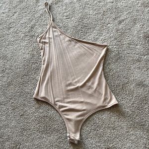 PLT nude 1 shoulder bodysuit